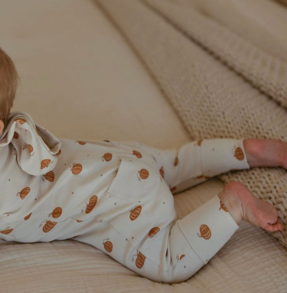 Organic Pumpkin Spice hooded romper