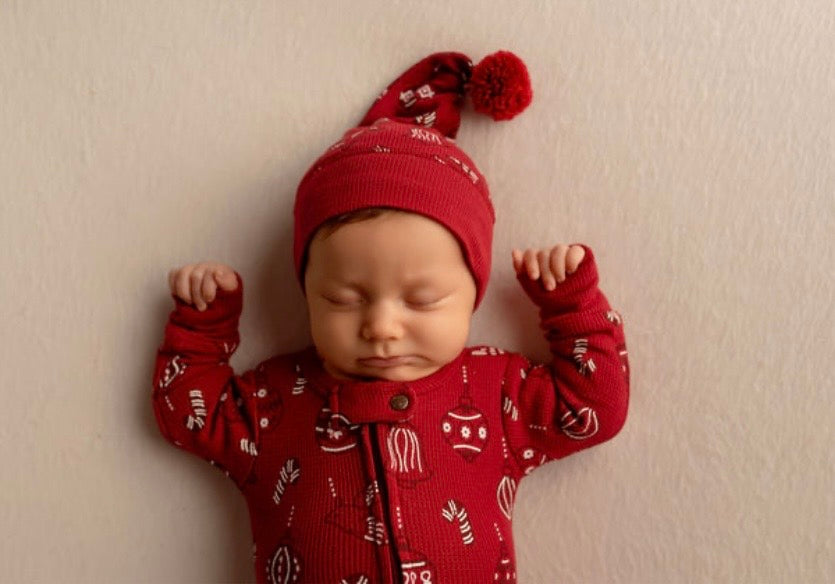 Organic thermal Ornamini footie and cap set