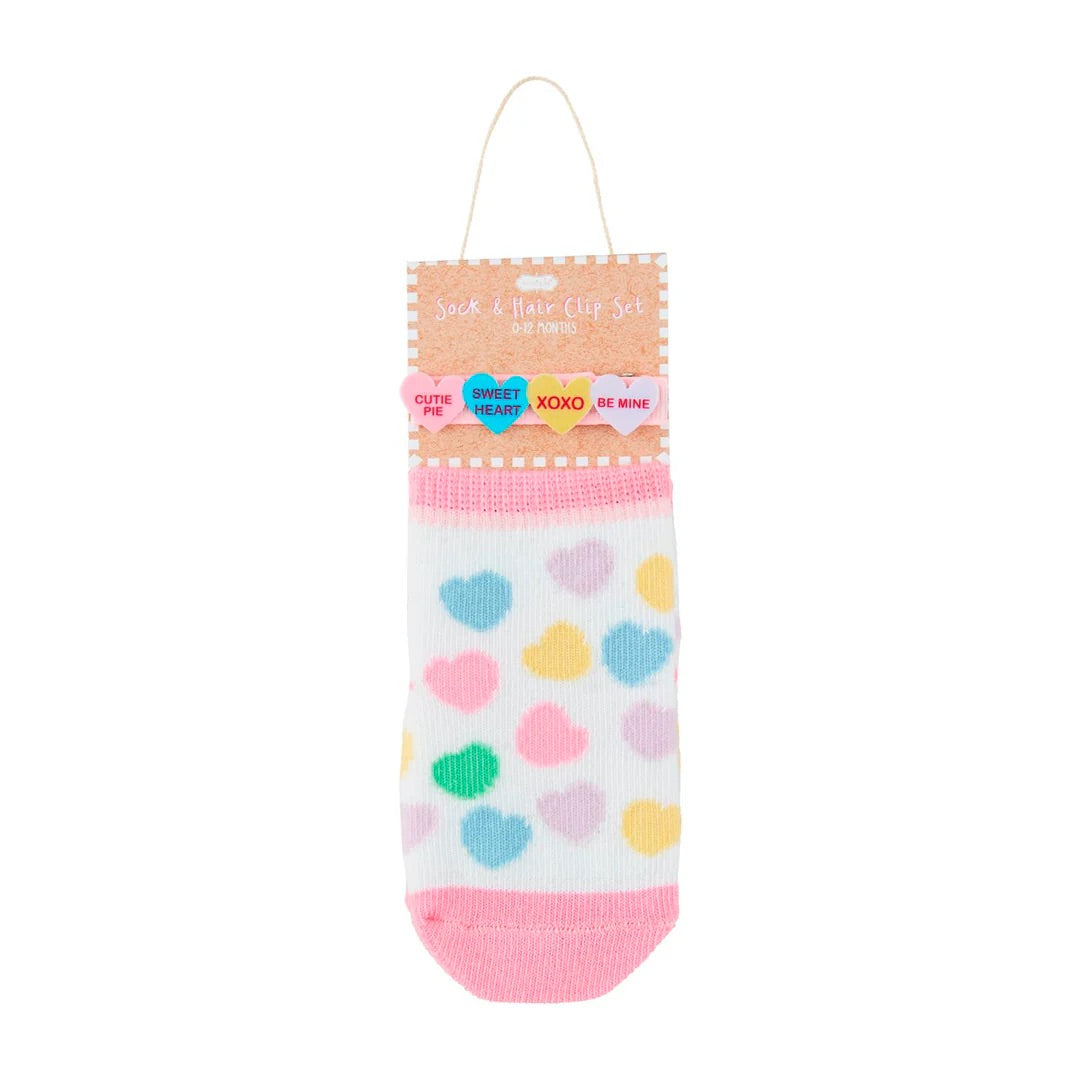 CANDY HEART SOCK HAIR CLIP SET