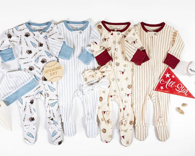 ORGANIC RED PINSTRIPE FOOTIE