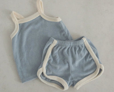BLUE TERRY CLOTH TANK/SHORT SET