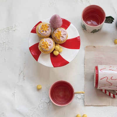 HAND-PAINTED PEPPERMINT CANDY PEDESTAL
