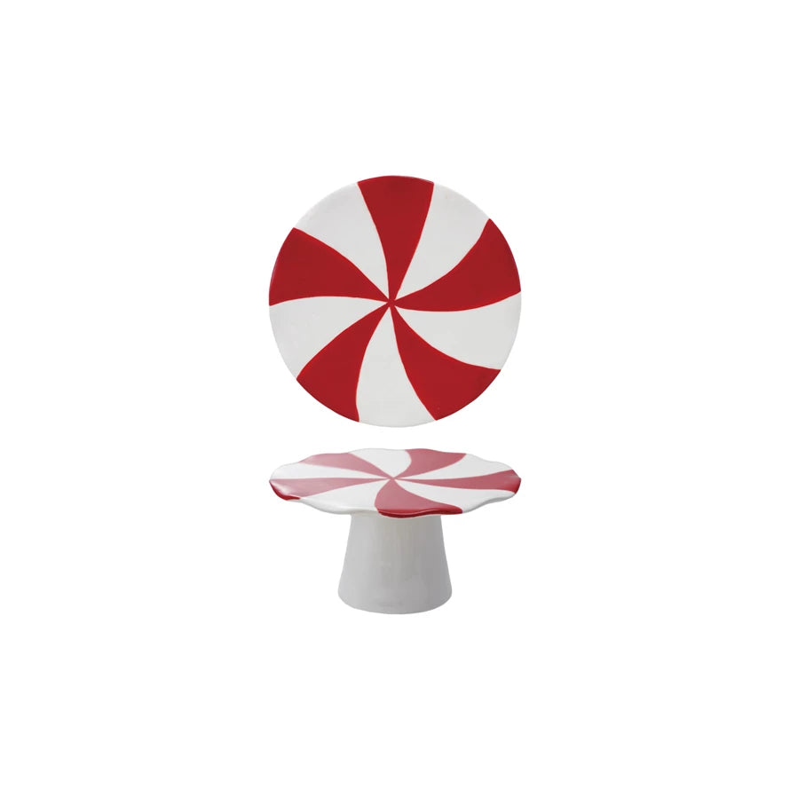HAND-PAINTED PEPPERMINT CANDY PEDESTAL