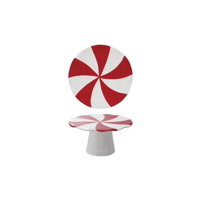HAND-PAINTED PEPPERMINT CANDY PEDESTAL