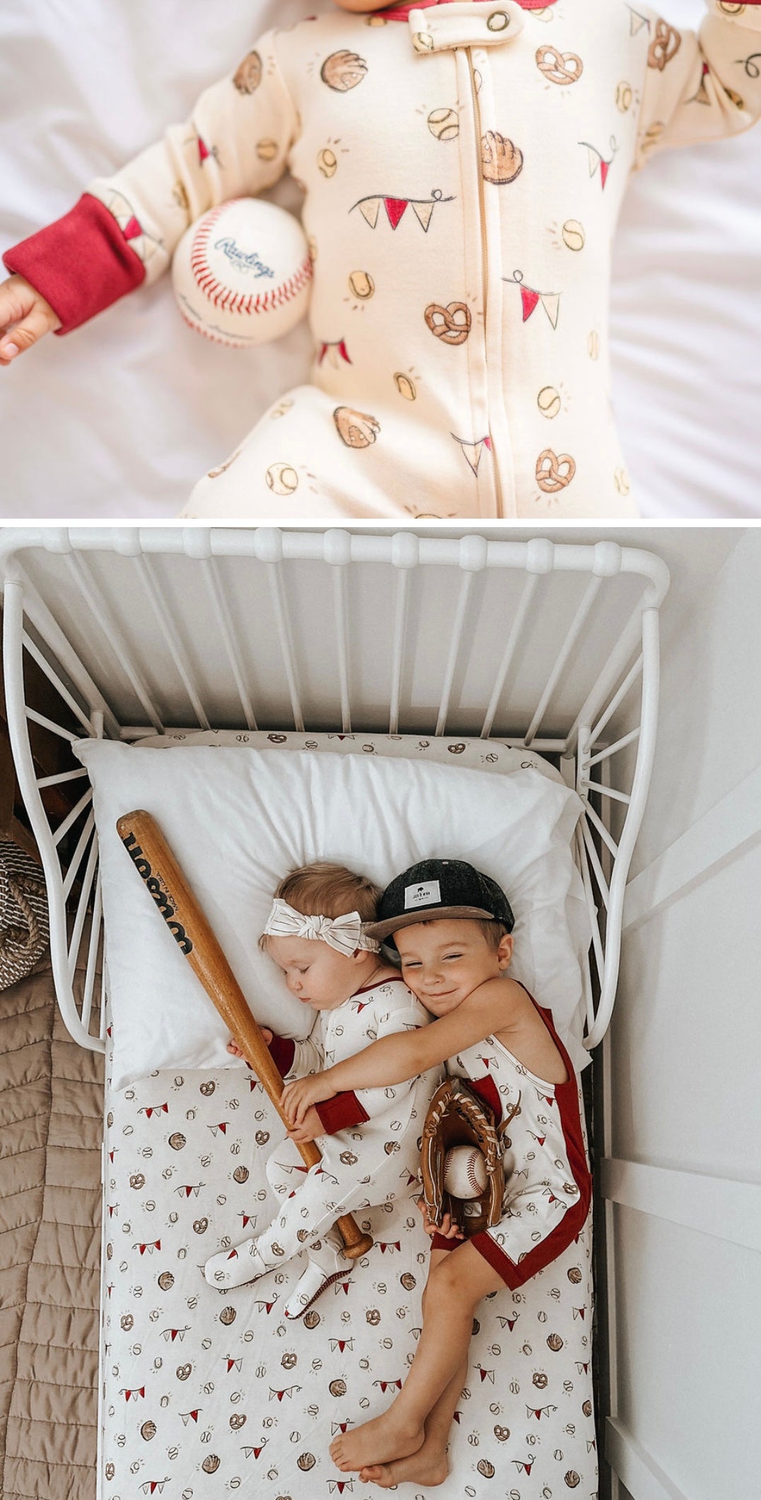 ORGANIC GAME DAY BASEBALL POCKET ROMPER