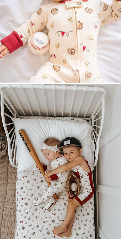 ORGANIC GAME DAY BASEBALL POCKET ROMPER