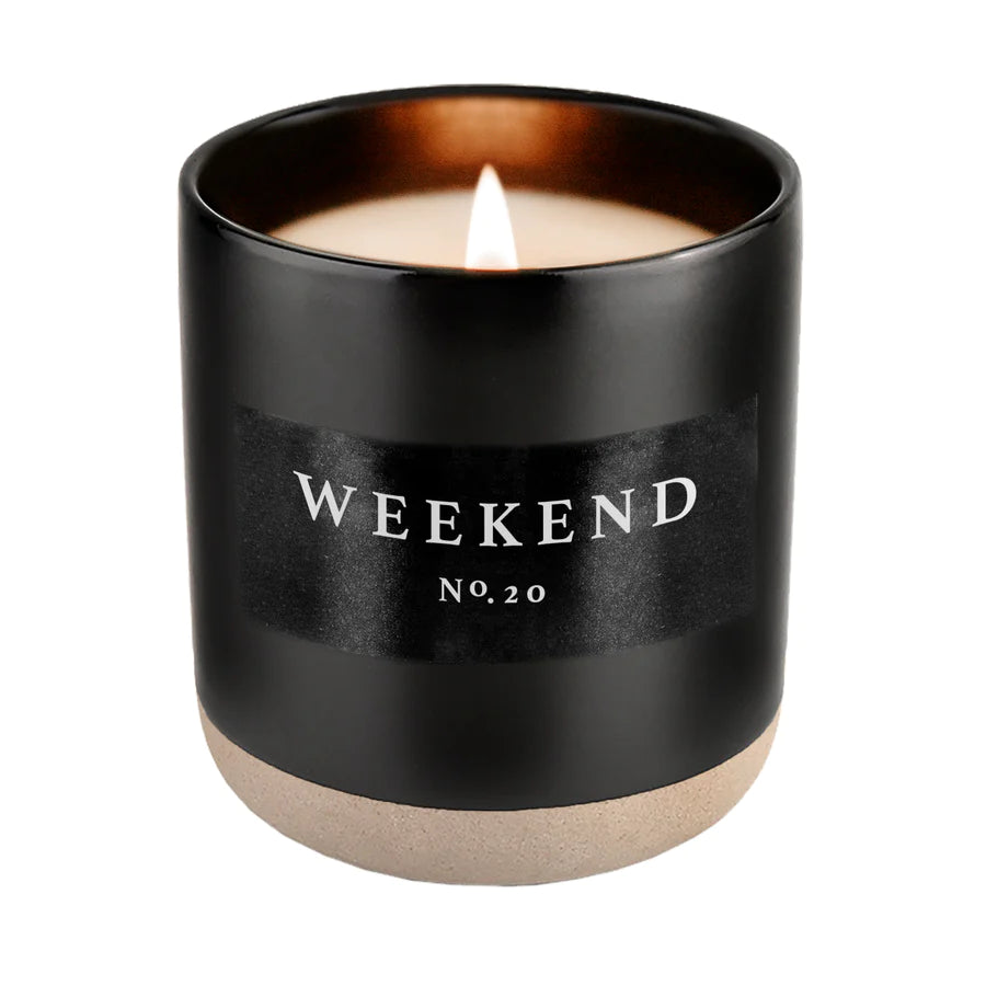 WEEKEND SOY CANDLE - BLACK STONEWARE JAR - 12 OZ