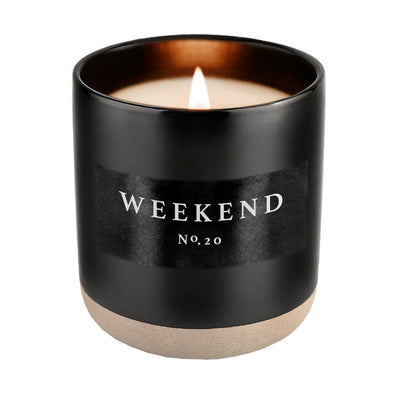 WEEKEND SOY CANDLE - BLACK STONEWARE JAR - 12 OZ