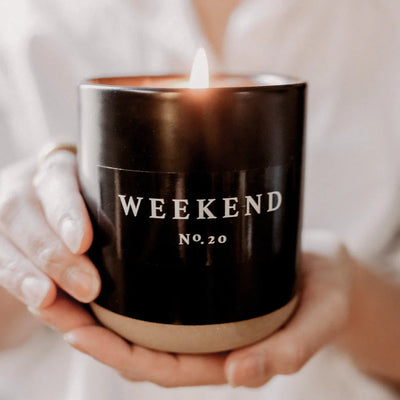 WEEKEND SOY CANDLE - BLACK STONEWARE JAR - 12 OZ