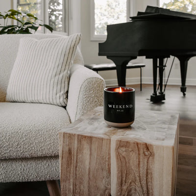 WEEKEND SOY CANDLE - BLACK STONEWARE JAR - 12 OZ