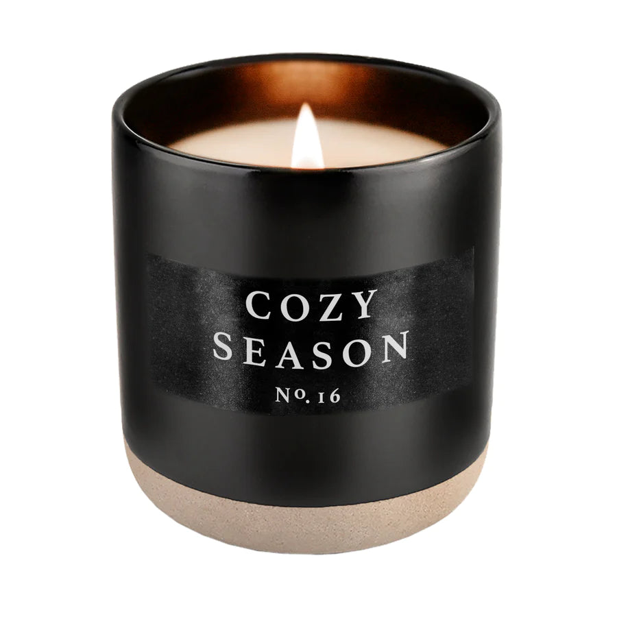 COZY SEASON SOY CANDLE - BLACK STONEWARE JAR - 12 OZ