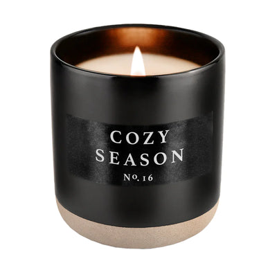 COZY SEASON SOY CANDLE - BLACK STONEWARE JAR - 12 OZ