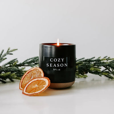 COZY SEASON SOY CANDLE - BLACK STONEWARE JAR - 12 OZ