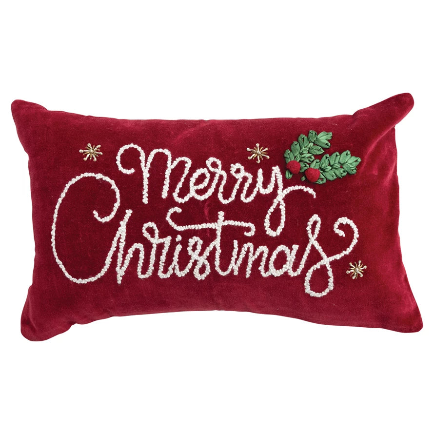 MERRY CHRISTAMS VELVET LUMBAR PILLOW