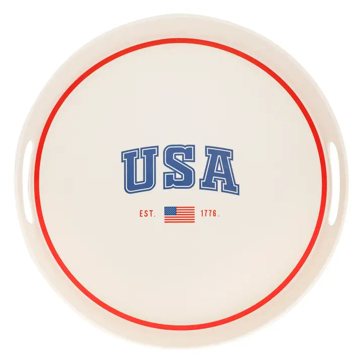 USA ROUND BAMBOO TRAY