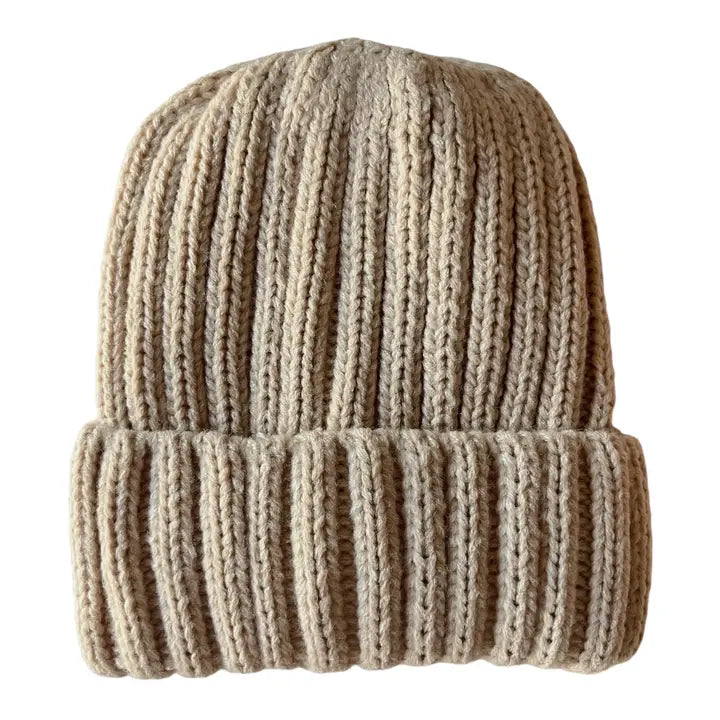 CHUNKY KNIT BEANIE - ALMOND