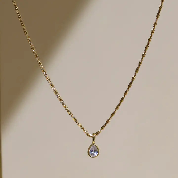 TEARDROP BEZEL NECKLACE