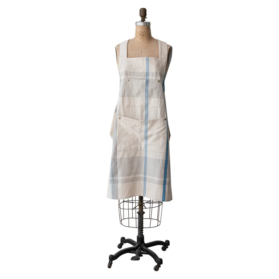 WOVEN COTTON PLAID APRON