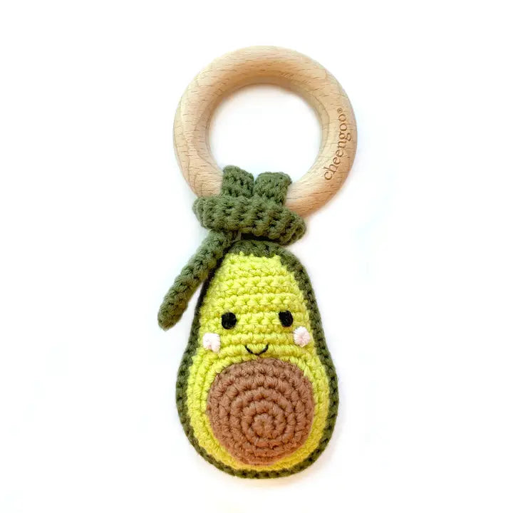 CROCHETED AVOCADO TEETHING RATTLE