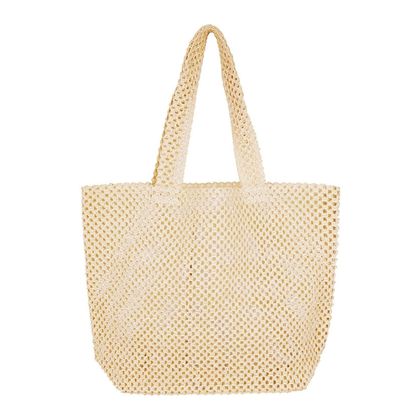 SOLID CROCHET STRAW BAG