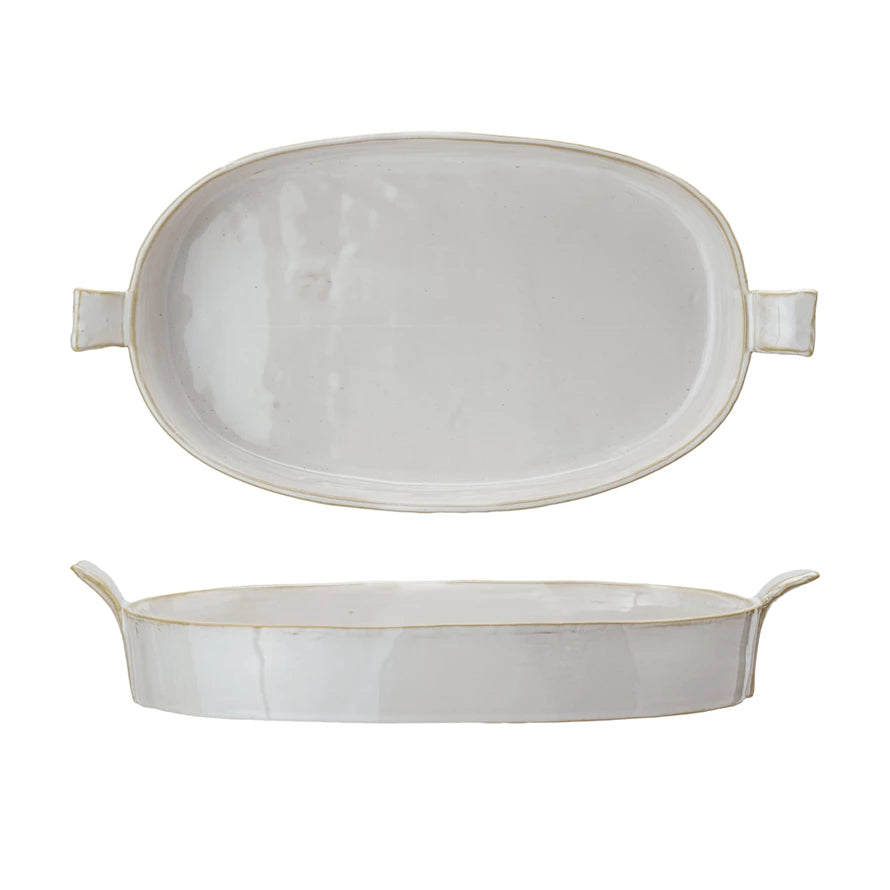 1-1/2 QUART STONEWARE BAKER WITH HANDLES