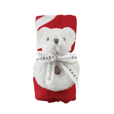 MY FIRST CHRISTMAS SWADDLE + BEAR RATTLE