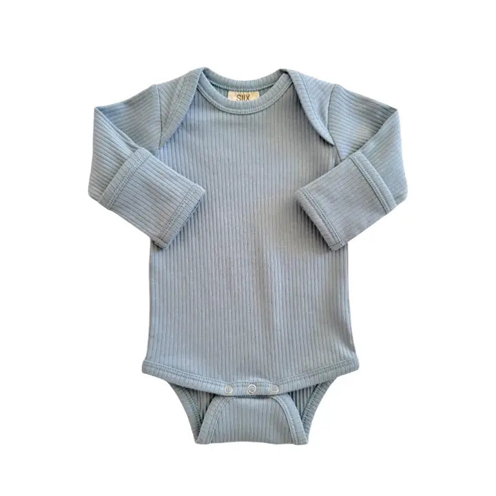 ORGANIC RIBBED BLUE ONESIE