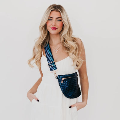 BLUE WOVEN BUM BAG