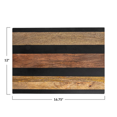 MANGO WOOD BOARD WITH STRIPES