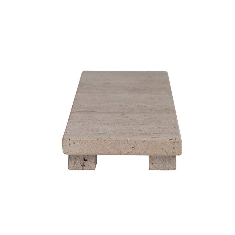 TRAVERTINE FOOTED SERVING BOARD