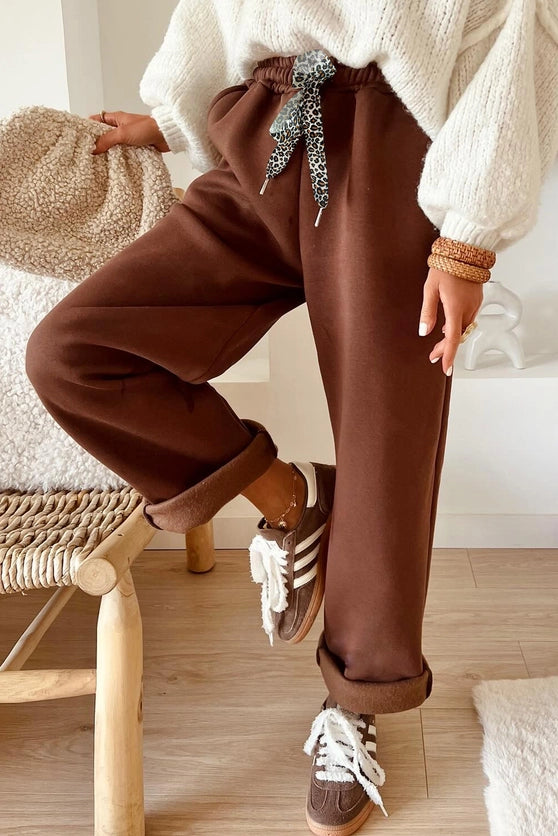 BROWN FLEECE LINED PANTS