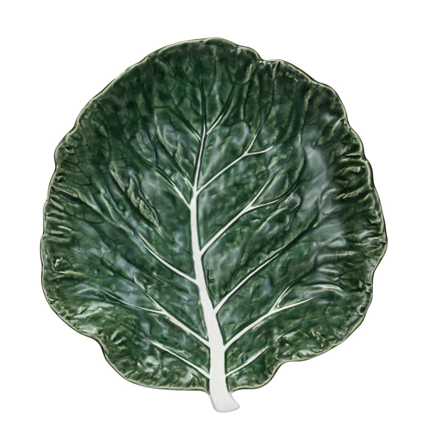 HAND-PAINTED STONEWARE CABBAGE PLATE