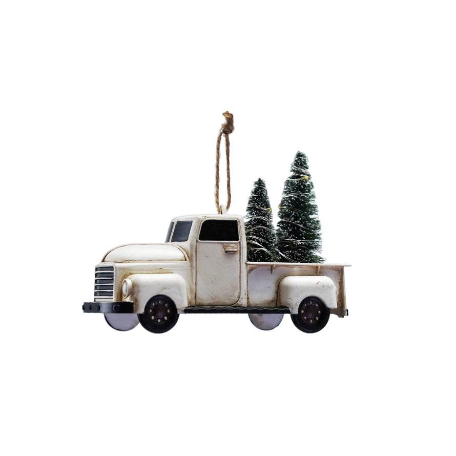 TRUCK ORNAMENT WITH TREES AND LED LIGHTS