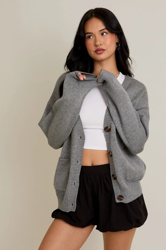 OVERSIZED GREY SWEATER CARDIGAN