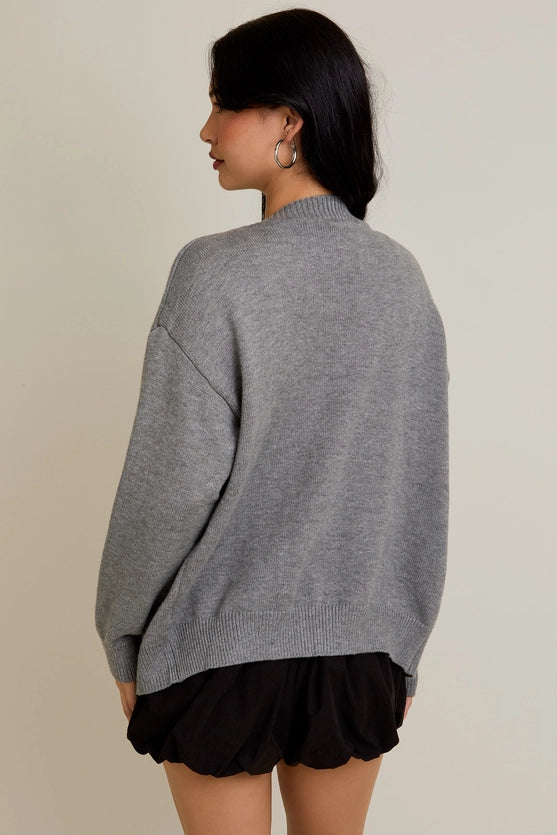 OVERSIZED GREY SWEATER CARDIGAN
