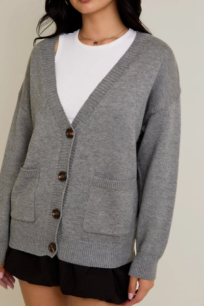 OVERSIZED GREY SWEATER CARDIGAN