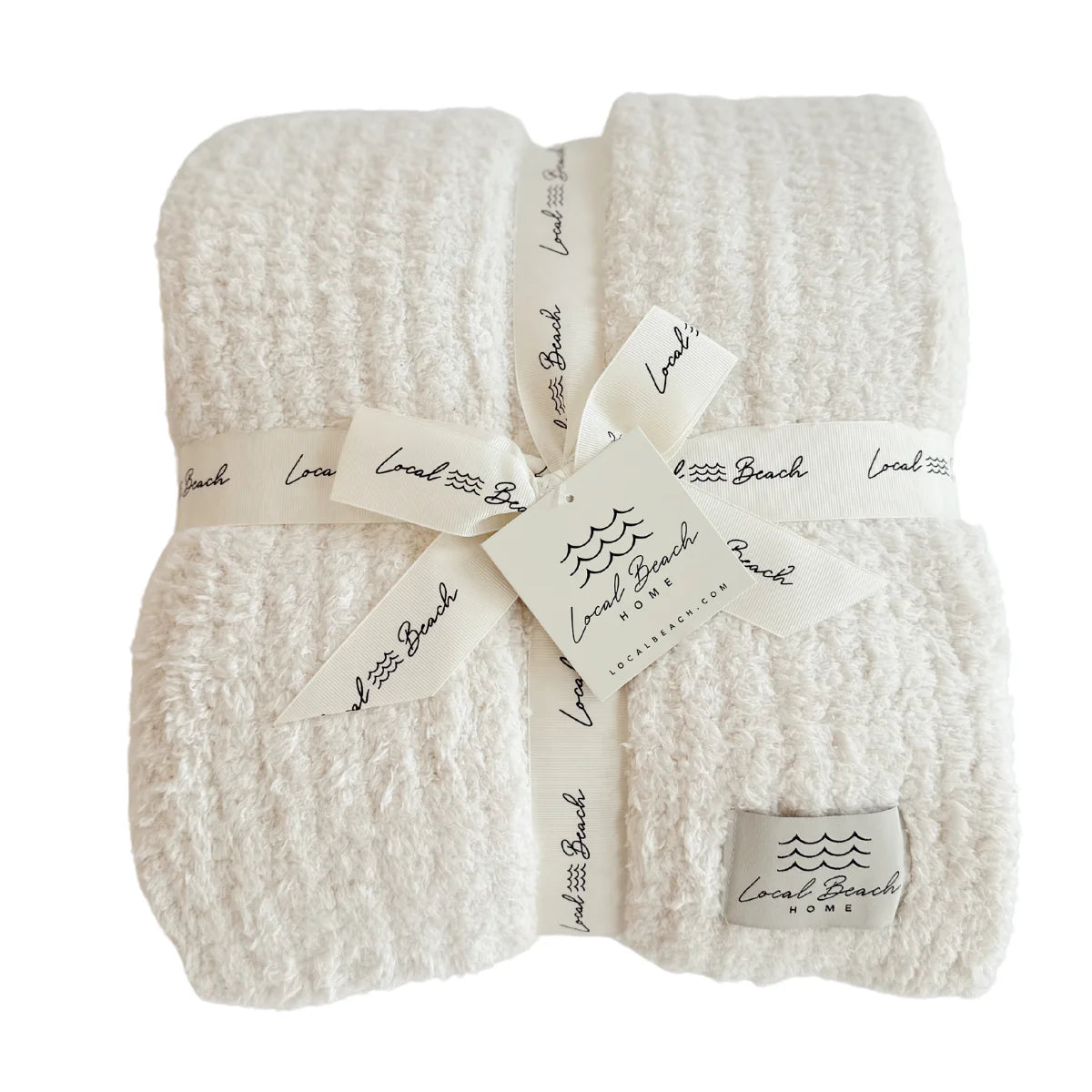 SOLID WHITE RIBBED LUXE BLANKET