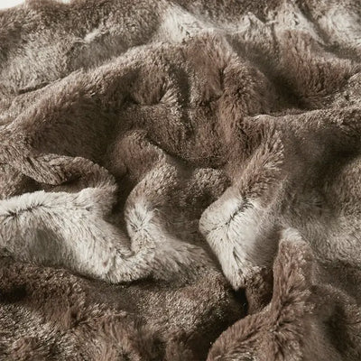 DARK BROWN FAUX FUR VELVET THROW BLANKET 60x70"