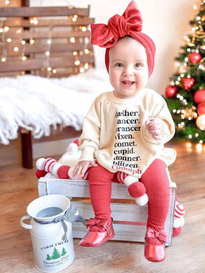 REINDEER NAMES SWEATSHIRT ROMPER