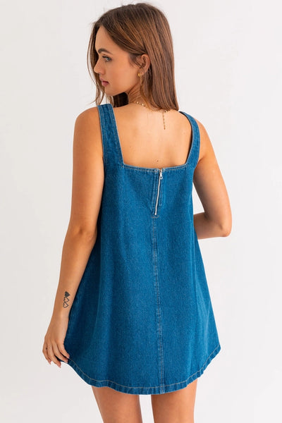 DENIM FLARE DRESS