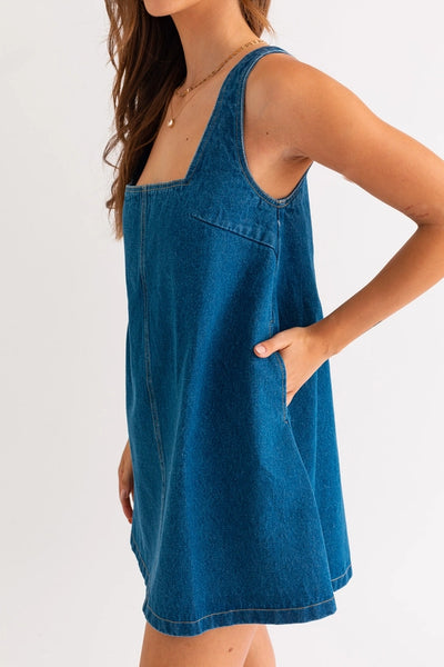 DENIM FLARE DRESS