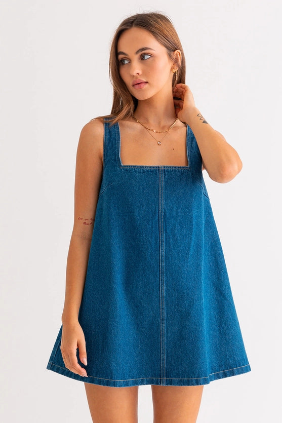 DENIM FLARE DRESS