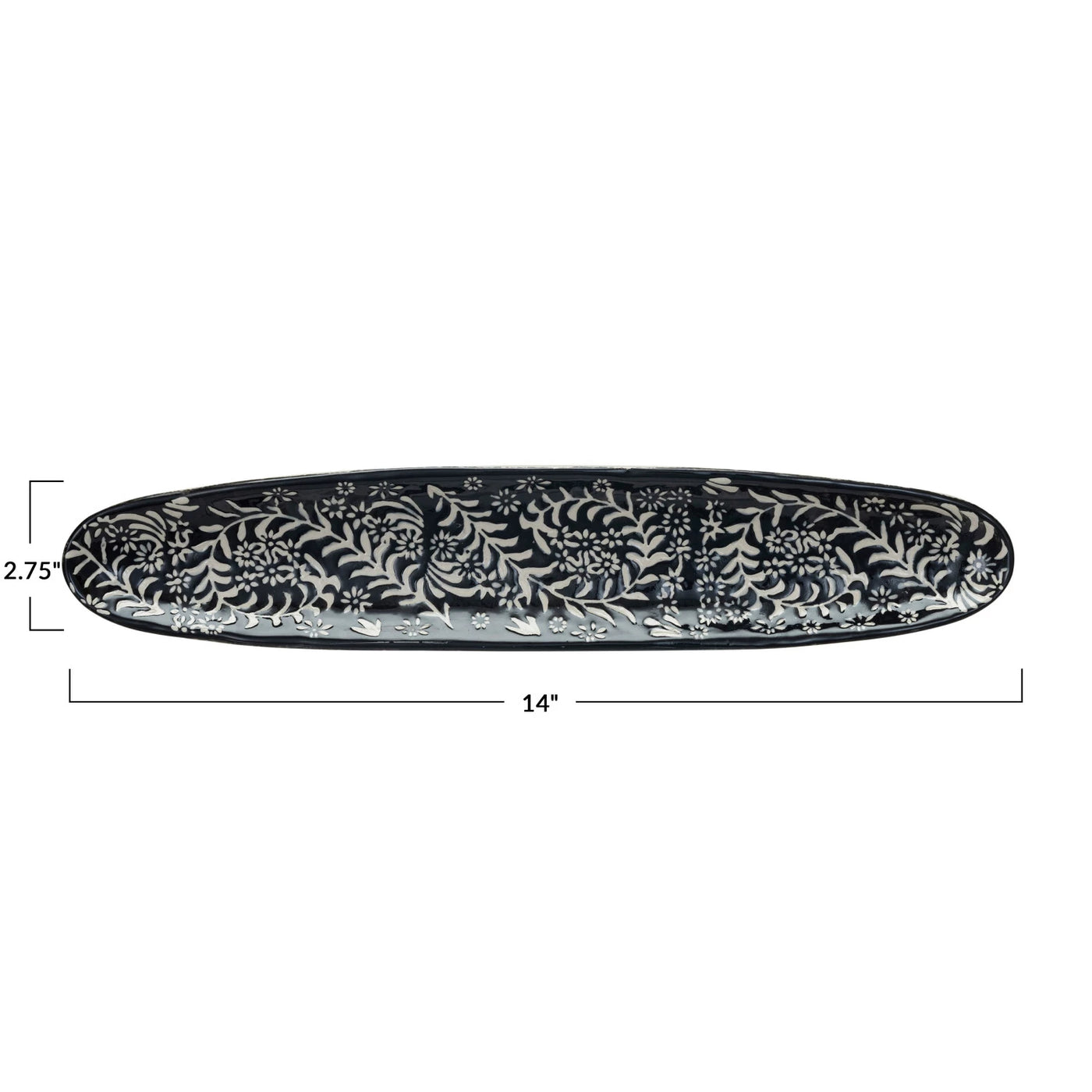 STONEWARE PLATTER WITH BOTANICAL DESIGN