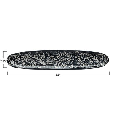 STONEWARE PLATTER WITH BOTANICAL DESIGN