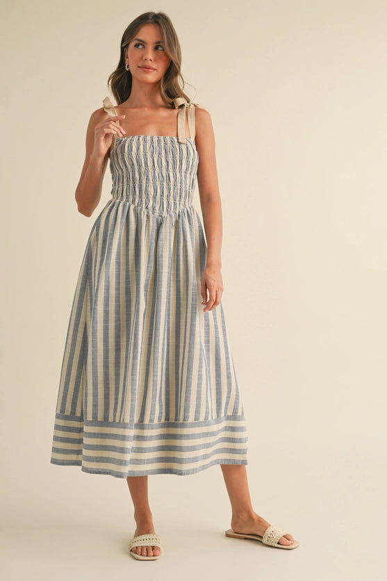 SMOCKED TOP MIDI DRESS