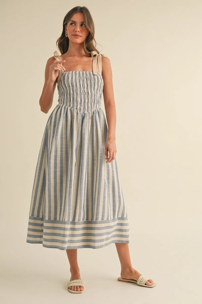 SMOCKED TOP MIDI DRESS