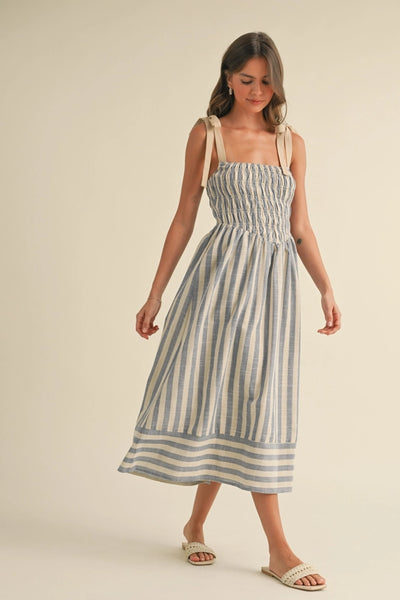 SMOCKED TOP MIDI DRESS