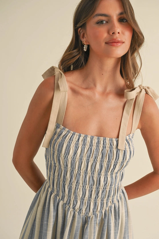 SMOCKED TOP MIDI DRESS