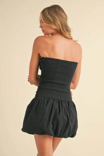 BLACK BALLOON MINI DRESS