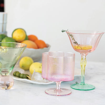 HAND-BLOWN FLOWER STEMMED WINE GLASS